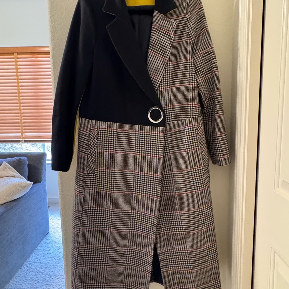 Topshop Blue and Gray Blazer with Asymmetrical Style